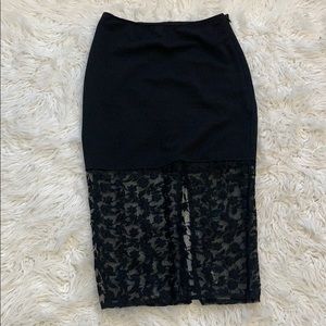 Textured black skirt with lace bottom